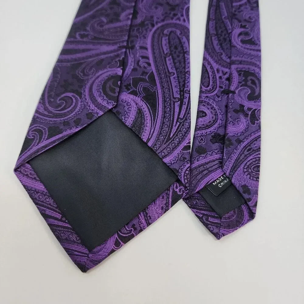 Nicole Miller New York Tie Mens One Size Purple Silk Paisley Necktie Formal